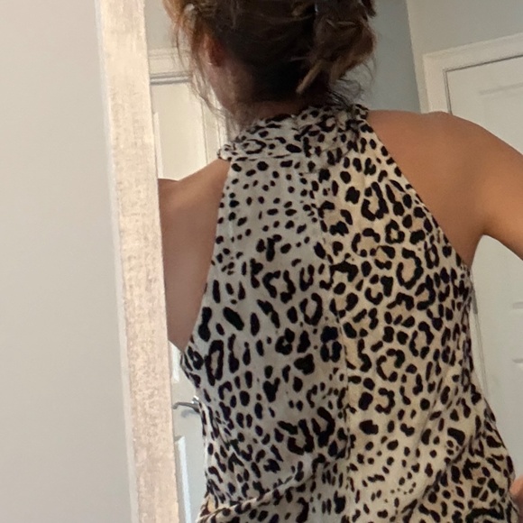 Fifteen Twenty - Cheetah Print Crossover Crepe Halter Top - Picture 6 of 7